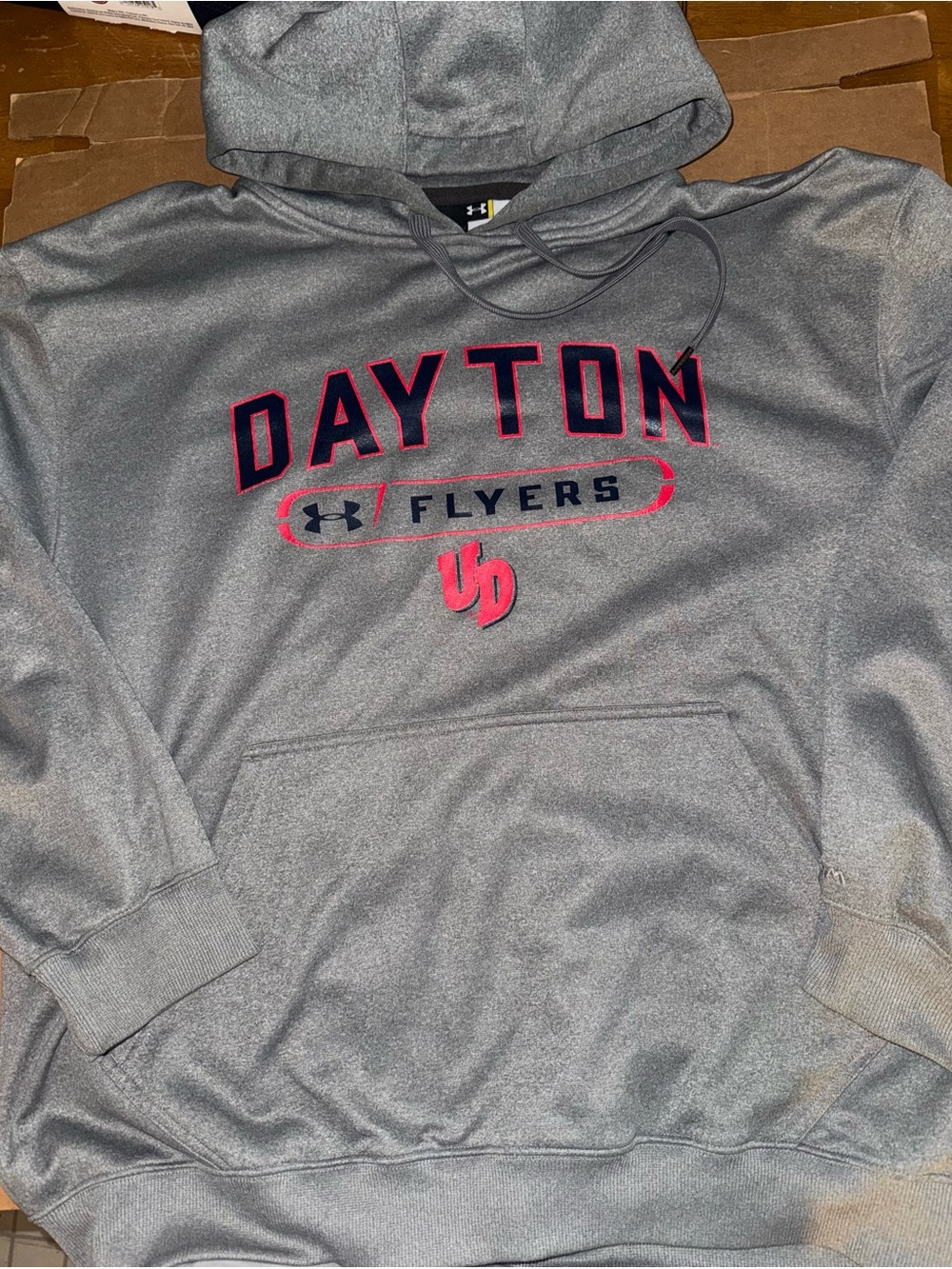 Under Armor Dayton Flyers Gray Hooded Pullover with Red Accents A32
